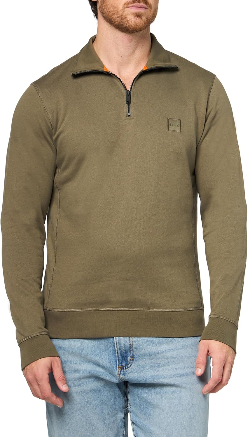 BOSS мужской свитшот с логотипом на заплатке и молнией на четверть, Kalamata Green
BOSS мужской свитшот с логотипом на заплатке и молнией на четверть, Kalamata Green