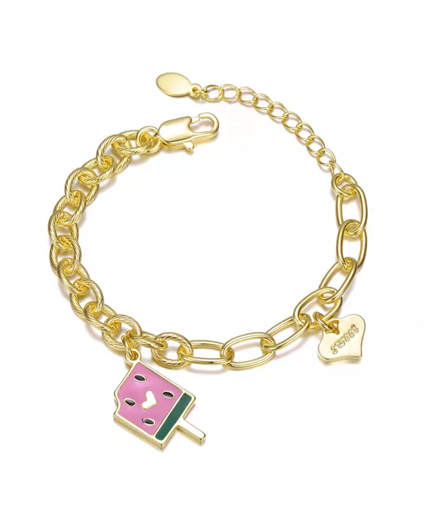 Детский браслет с подвесками, покрытый 14-каратным золотом, «сладкое сердечко и арбузное лакомство» Gigigirl, pink
Детский браслет с подвесками, покрытый 14-каратным золотом, «сладкое сердечко и арбузное лакомство» Gigigirl, pink