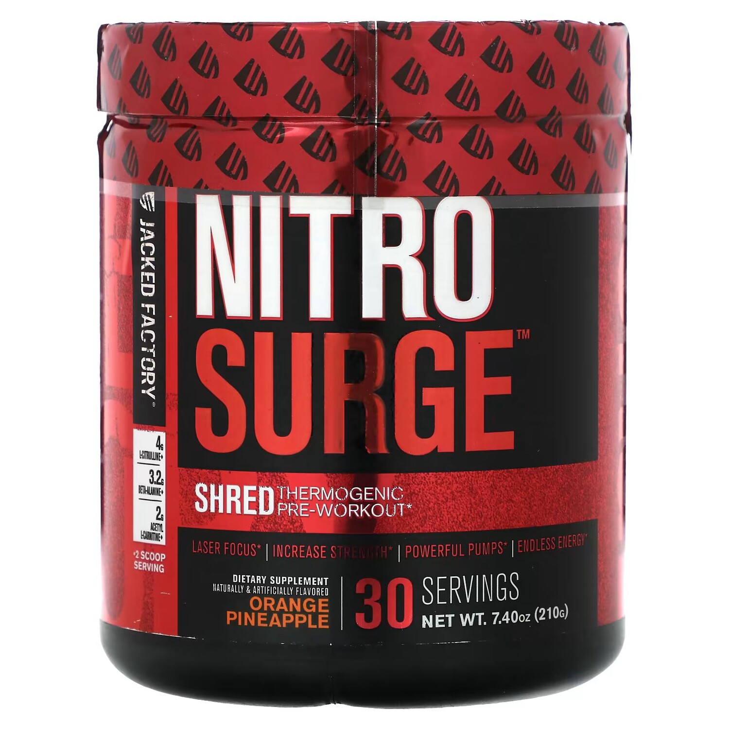 Nitro Surge, термогенный предтренировочный комплекс Shred, апельсиновый ананас, 7,4 унции (210 г) Jacked Factory
Nitro Surge, термогенный предтренировочный комплекс Shred, апельсиновый ананас, 7,4 унции (210 г) Jacked Factory