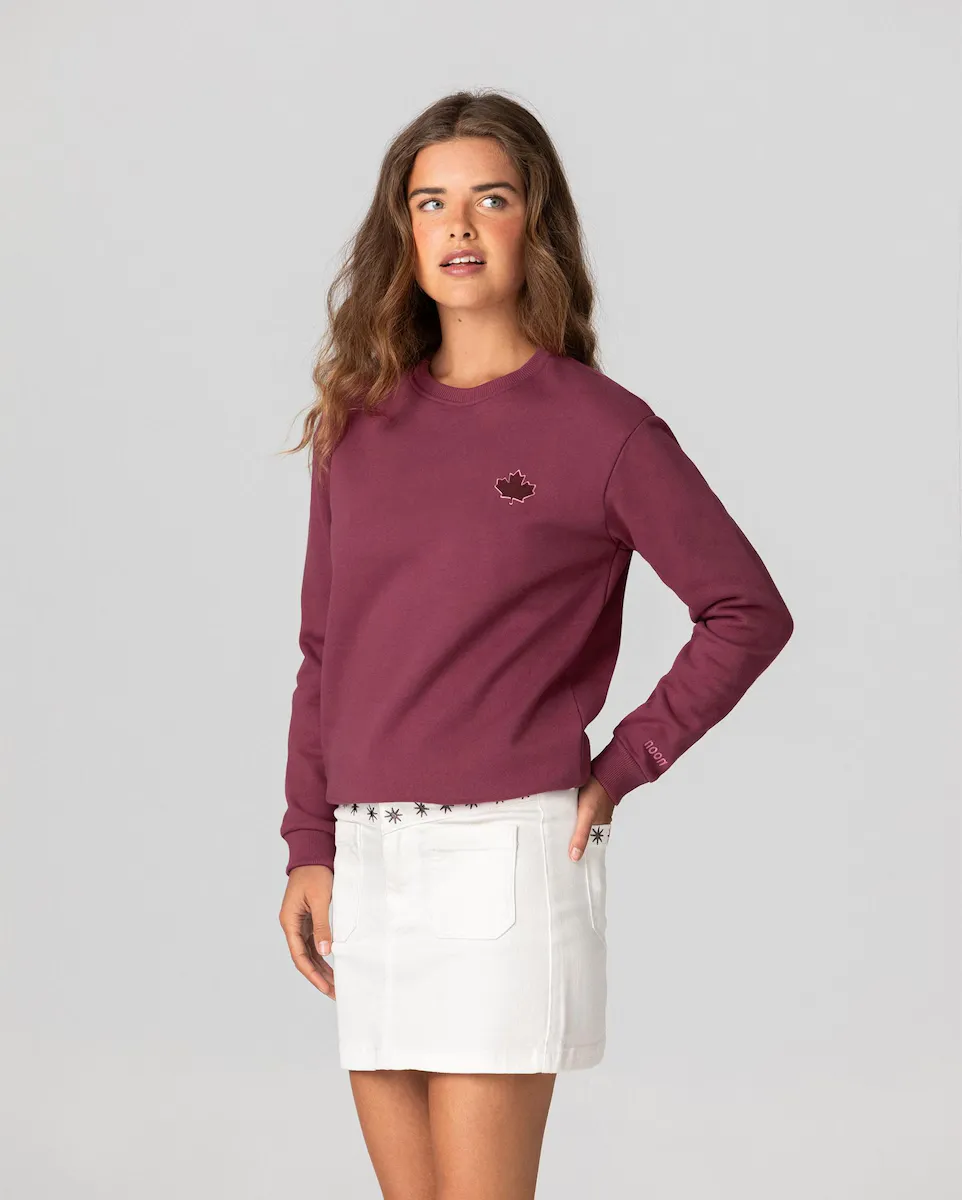 Женская толстовка с принтом на спине и логотипом Noon, гранатовый 
Женская толстовка с принтом на спине и логотипом Noon, гранатовый