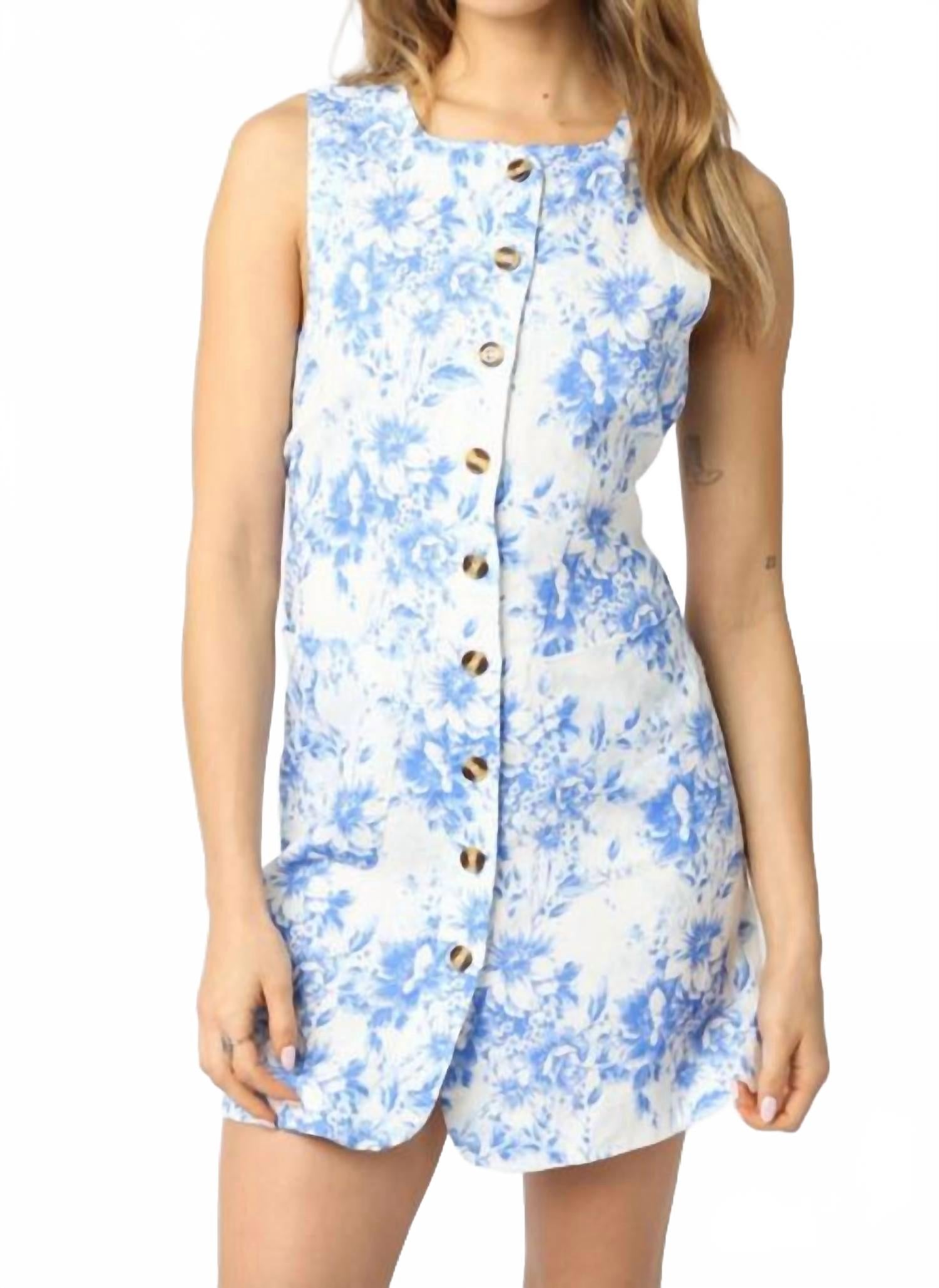 Бело-голубое платье с цветочными пуговицами OLIVACEOUS
Бело-голубое платье с цветочными пуговицами OLIVACEOUS