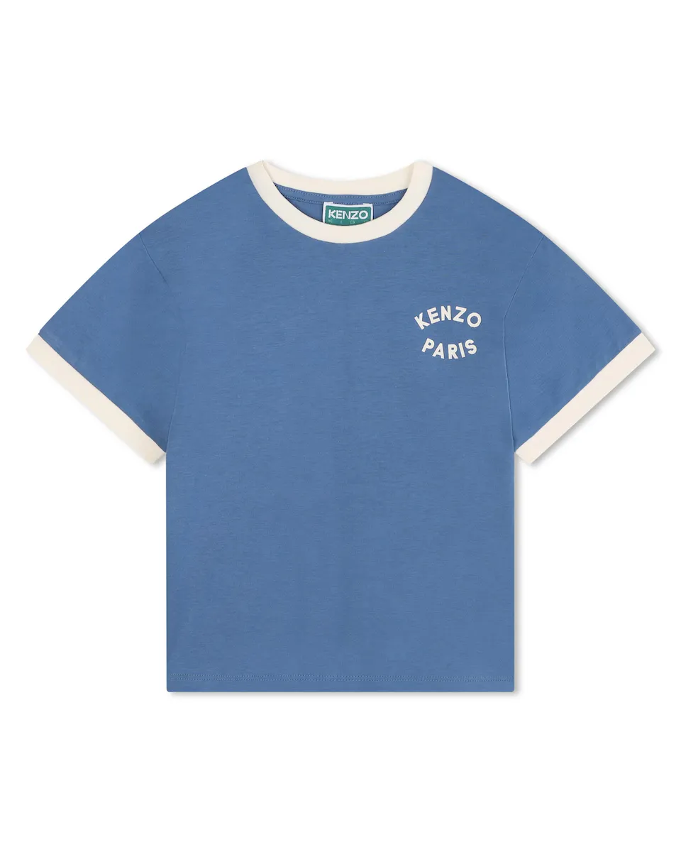 Хлопковая футболка для мальчика с контрастной отделкой Kenzo Kids, цвет Azul Índigo
Хлопковая футболка для мальчика с контрастной отделкой Kenzo Kids, цвет Azul Índigo