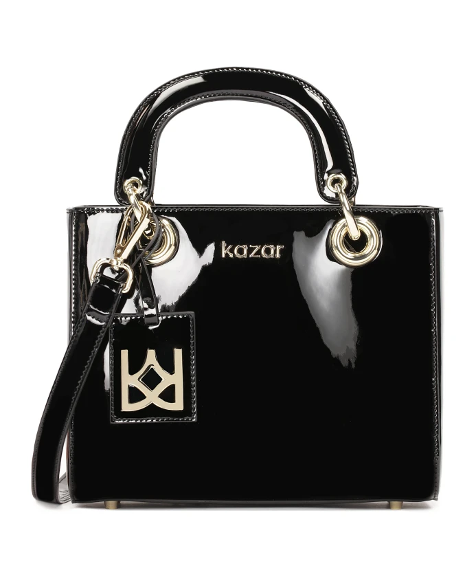 Лакированная сумочка с ручками и ремнями. Kazar, черный
Лакированная сумочка с ручками и ремнями. Kazar, черный