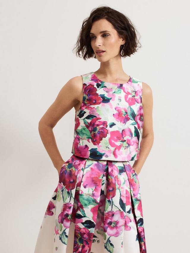 Укороченный топ с цветочным принтом celeste Phase Eight, кремовый/разноцветный 
Укороченный топ с цветочным принтом celeste Phase Eight, кремовый/разноцветный