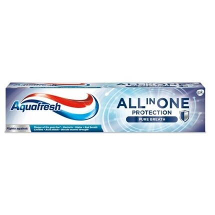 Зубная паста Aquafresh All In One Protection Pure Breath 100 мл Markenlos
Зубная паста Aquafresh All In One Protection Pure Breath 100 мл Markenlos