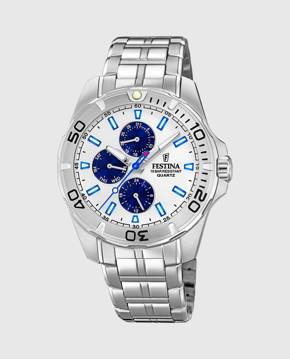 Мужские часы F20445/1 Многофункциональные серебристая сталь Festina, серебряный
Мужские часы F20445/1 Многофункциональные серебристая сталь Festina, серебряный