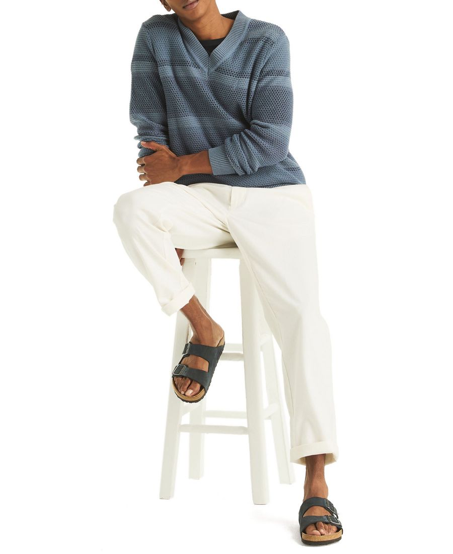 Мужской полосатый свитер с длинными рукавами и V-образным вырезом Nautica, Blue
Мужской полосатый свитер с длинными рукавами и V-образным вырезом Nautica, Blue