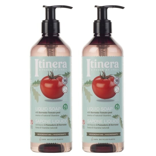 Регенерирующее жидкое мыло с дозатором, с кожурой томатов Сорренто, 95% натуральных ингредиентов, 2x370 мл Itinera, sarcia.eu
Регенерирующее жидкое мыло с дозатором, с кожурой томатов Сорренто, 95% натуральных ингредиентов, 2x370 мл Itinera, sarcia.eu