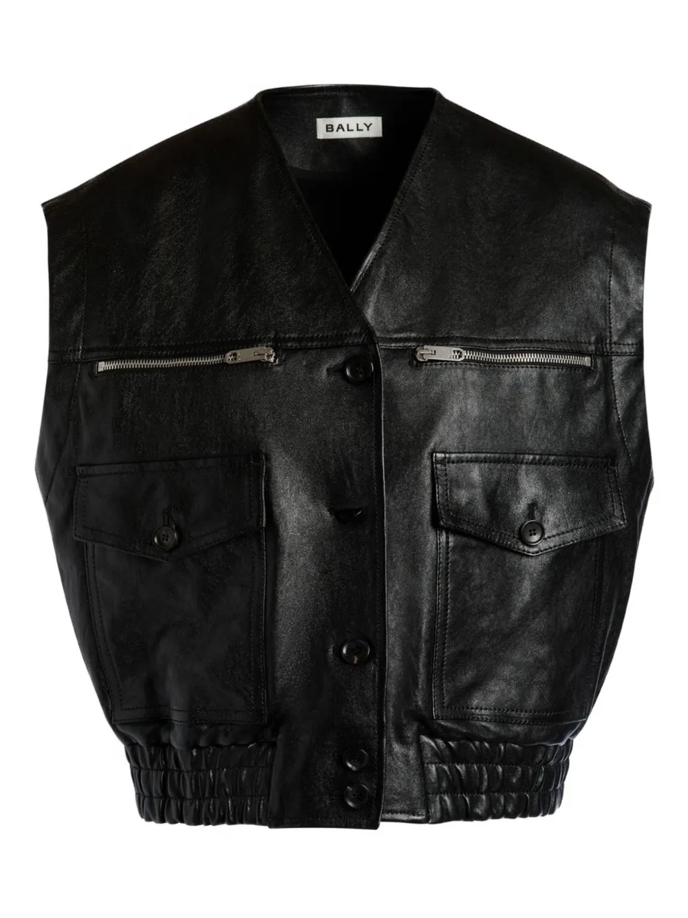 Кожаный жилет с V-образным вырезом Bally, черный
Кожаный жилет с V-образным вырезом Bally, черный