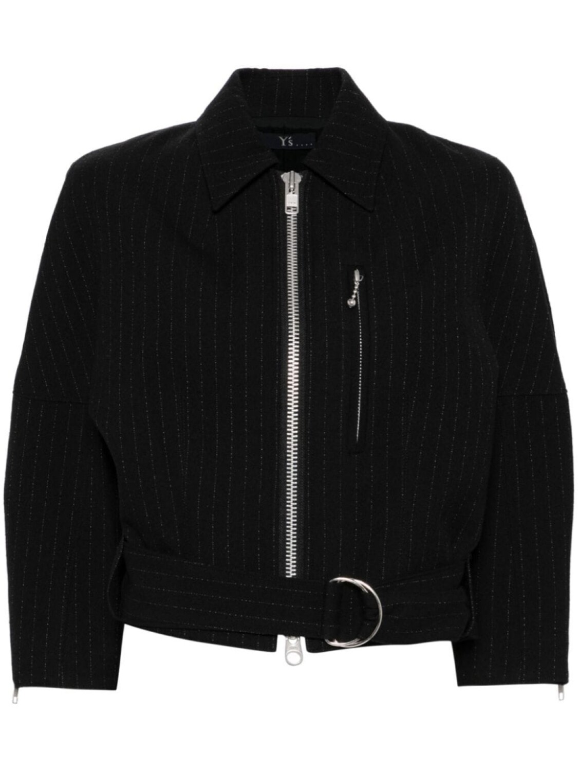Y's полосатая куртка на молнии, черный 
Y's полосатая куртка на молнии, черный