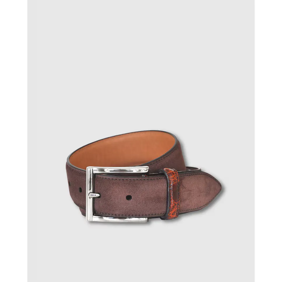 Olimpo мужской замшевый ремень с коричневой деталью из крокодила, коричневый
Olimpo мужской замшевый ремень с коричневой деталью из крокодила, коричневый