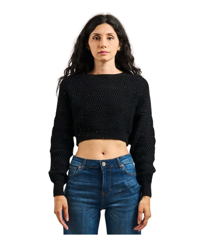 Черный вязаный свитер с круглым вырезом Fracomina, черный
Черный вязаный свитер с круглым вырезом Fracomina, черный