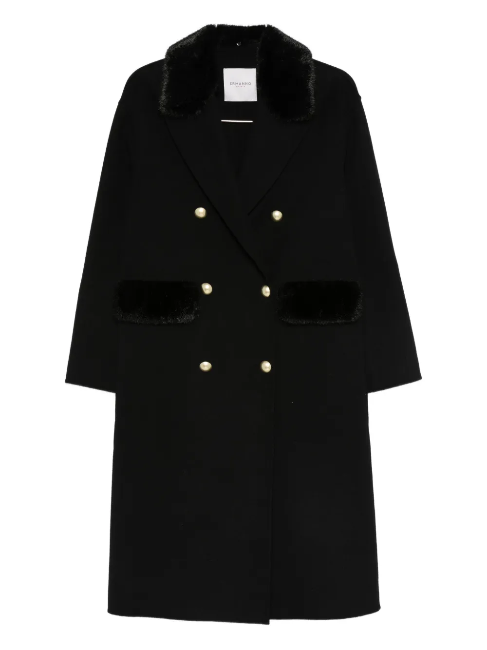 Двубортное пальто из шерстяной смеси Ermanno Firenze, черный
Двубортное пальто из шерстяной смеси Ermanno Firenze, черный