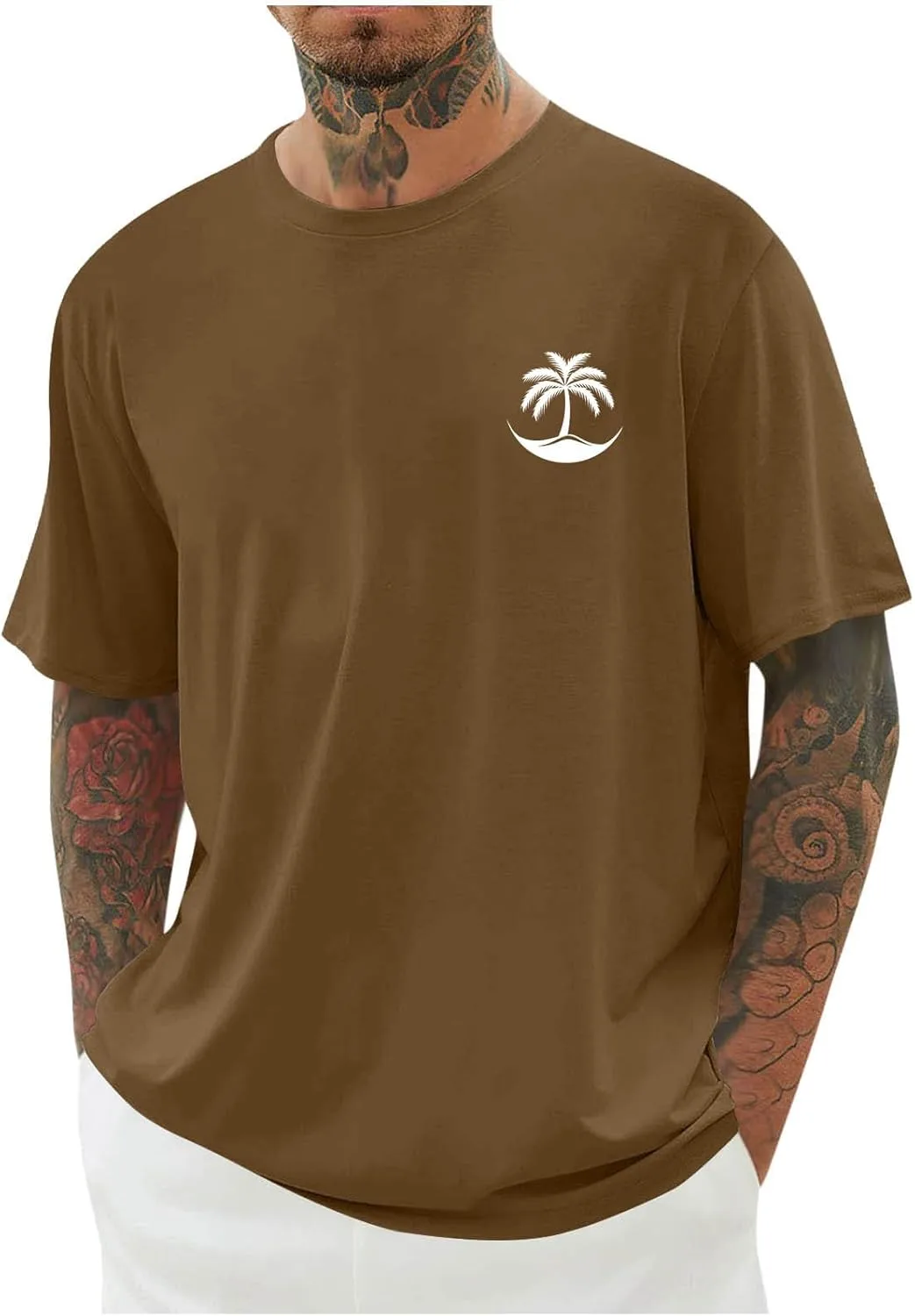 Футболка с коротким рукавом для мужчин Casual с принтом пальмы
Футболка с коротким рукавом для мужчин Casual с принтом пальмы