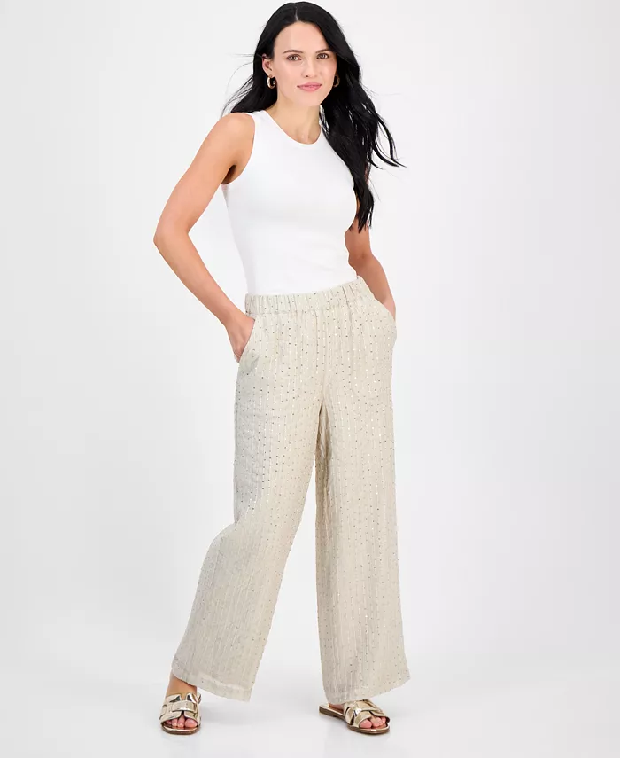 Укороченные брюки с эффектом креш и пайетками на резинке JM Collection, коричневый/бежевый
Укороченные брюки с эффектом креш и пайетками на резинке JM Collection, коричневый/бежевый