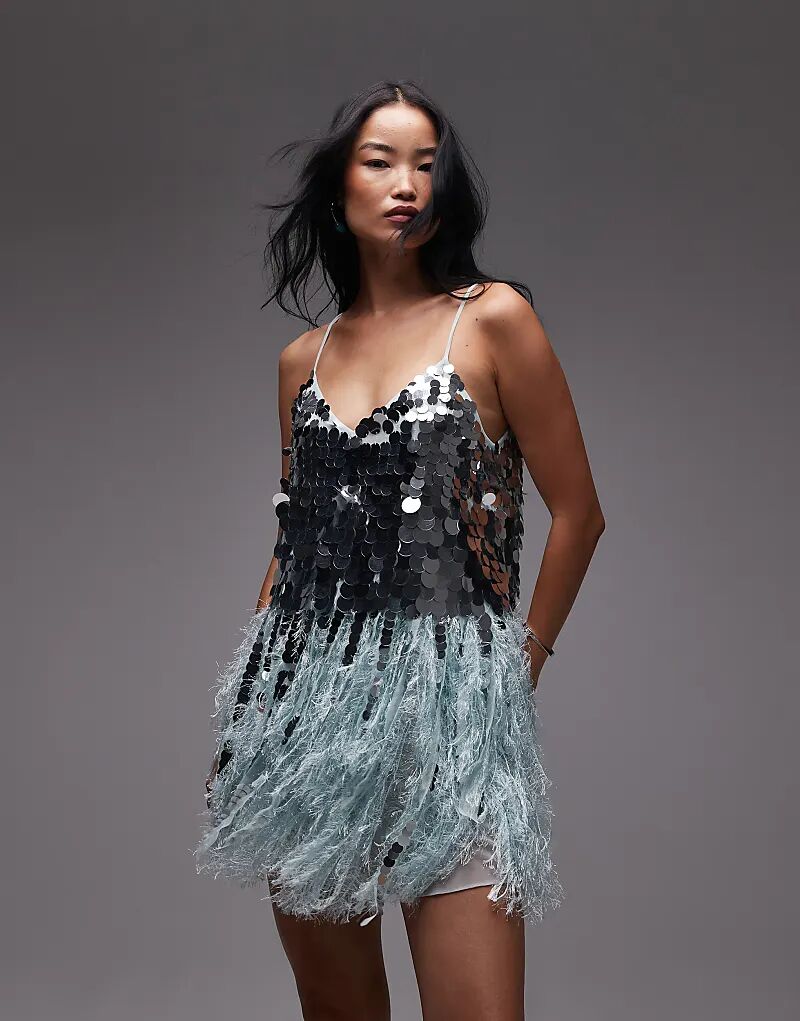 Мини-платье ASOS ARCHIVE с пайетками и искусственными перьями по низу, синее
Мини-платье ASOS ARCHIVE с пайетками и искусственными перьями по низу, синее