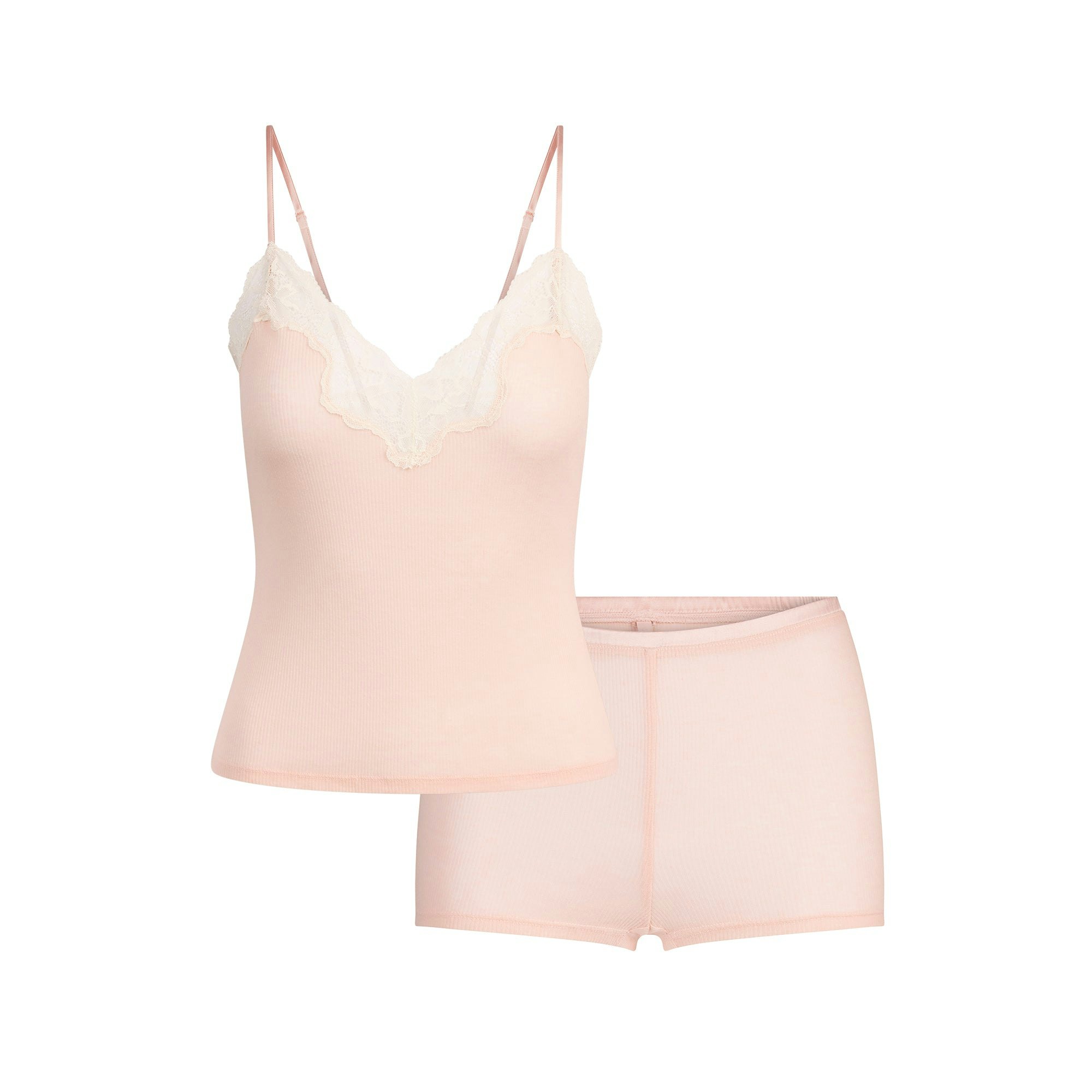Комплект SS25 из шифона и хлопкового кружева - топ и шорты Casual для женщин Skims, розовый
Комплект SS25 из шифона и хлопкового кружева - топ и шорты Casual для женщин Skims, розовый