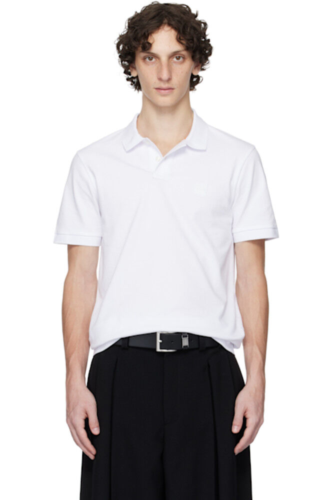 Белая облегающая футболка-поло из эластичного хлопка с логотипом BOSS
Белая облегающая футболка-поло из эластичного хлопка с логотипом BOSS