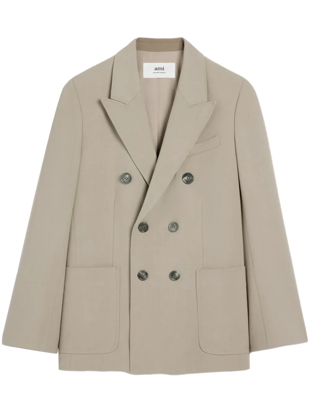 Двубортный пиджак с заостренными лацканами AMI Paris, нейтральный
Двубортный пиджак с заостренными лацканами AMI Paris, нейтральный