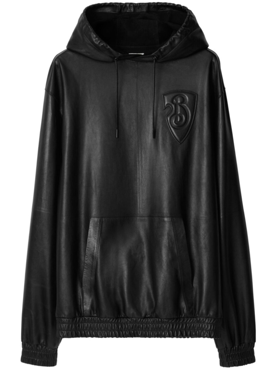 Кожаная толстовка с капюшоном Burberry B Shield, черный
Кожаная толстовка с капюшоном Burberry B Shield, черный