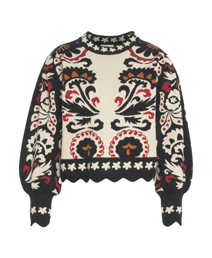 Романтичный вязаный черный пуловер AW25 Farm Rio, мультиколор
Романтичный вязаный черный пуловер AW25 Farm Rio, мультиколор