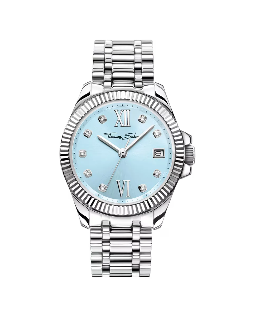 Женские часы Divine Blue с голубым циферблатом и серебристо-белыми камнями Thomas Sabo, серебрянный
Женские часы Divine Blue с голубым циферблатом и серебристо-белыми камнями Thomas Sabo, серебрянный