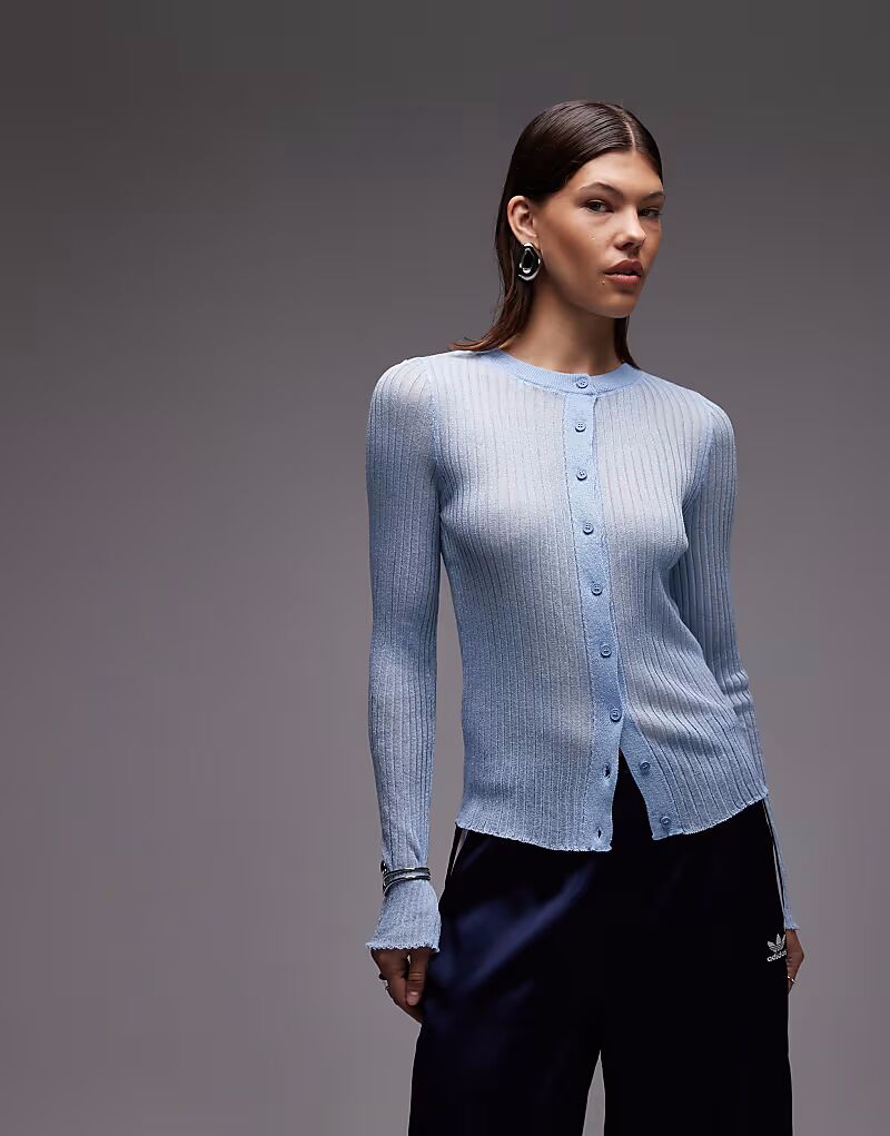 Легкий прозрачный кардиган в рубчик синего цвета Asos Design
Легкий прозрачный кардиган в рубчик синего цвета Asos Design