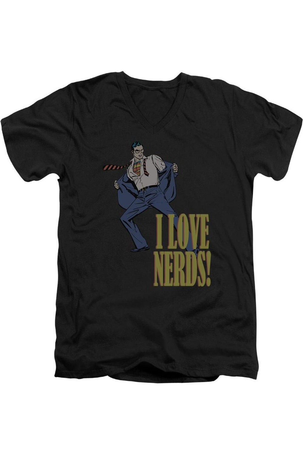Футболка с коротким рукавом и V-образным вырезом для взрослых DC Comics I Love Nerds Gildan, черный
Футболка с коротким рукавом и V-образным вырезом для взрослых DC Comics I Love Nerds Gildan, черный