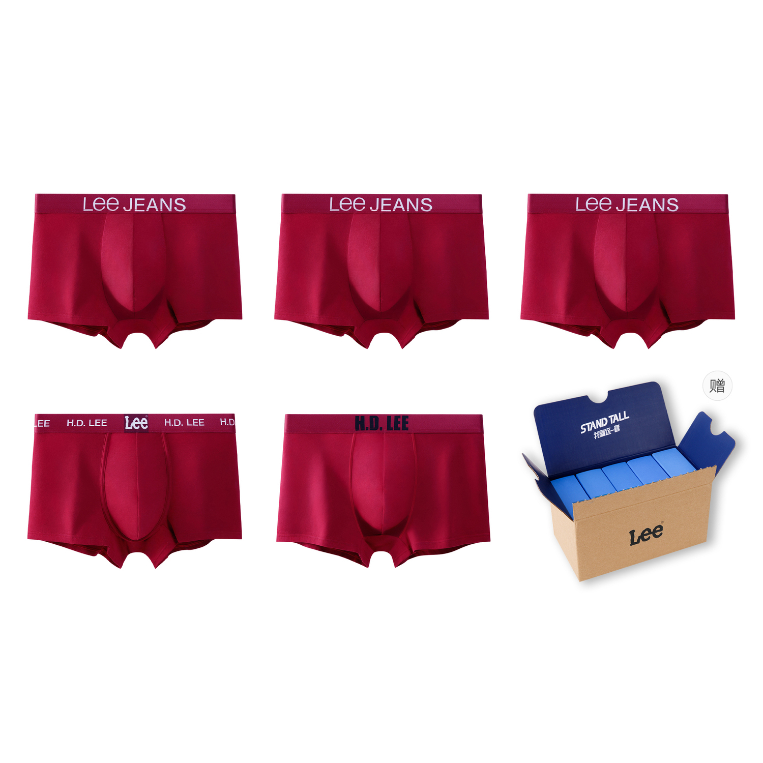 Мужские трусы 5 пар подарочный набор Lee, красный
Мужские трусы 5 пар подарочный набор Lee, красный