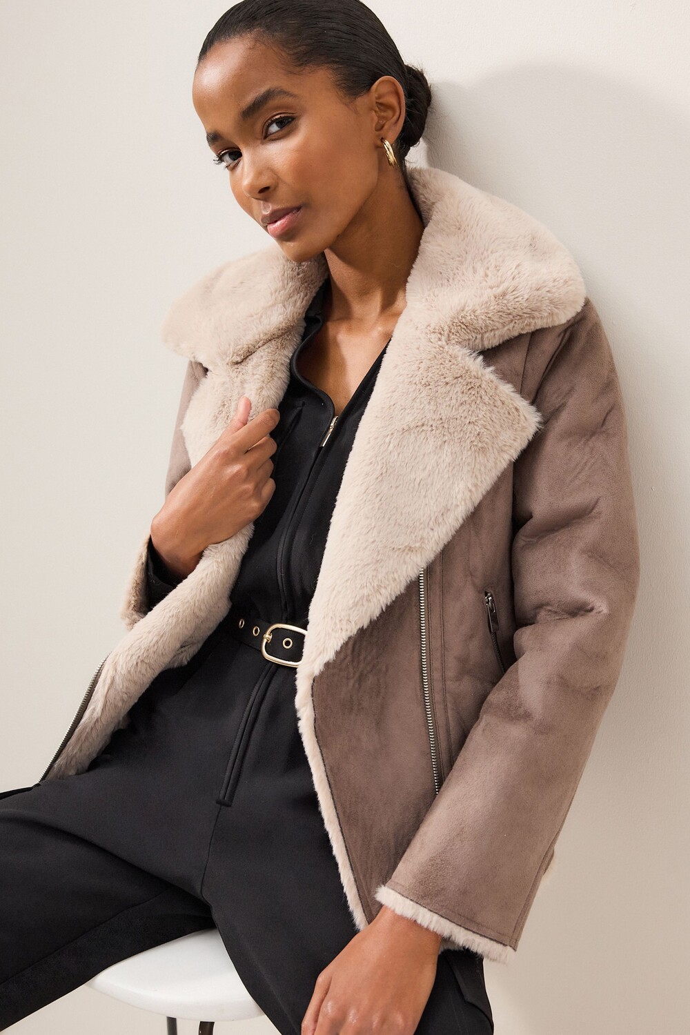 Байкерская куртка из искусственной замши с воротником из искусственного меха Next, коричневый
Байкерская куртка из искусственной замши с воротником из искусственного меха Next, коричневый