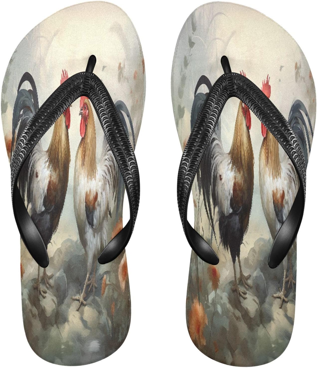 Шлепанцы с акварельным рисунком «Пара петухов», пляжные сандалии-вьетнамки, резинескользящие летние тапочки для женщин и мужчин Sinestour, Couple Roosters Watercolor
Шлепанцы с акварельным рисунком «Пара петухов», пляжные сандалии-вьетнамки, резинескользящие летние тапочки для женщин и мужчин Sinestour, Couple Roosters Watercolor