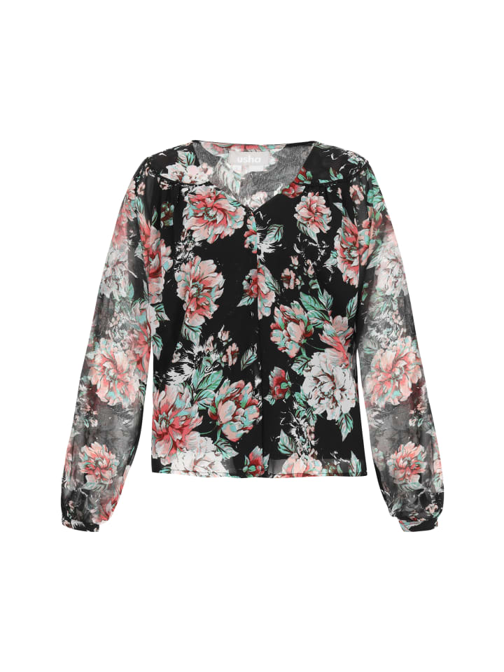 Женская блузка черного цвета, разноцветная Usha
Женская блузка черного цвета, разноцветная Usha