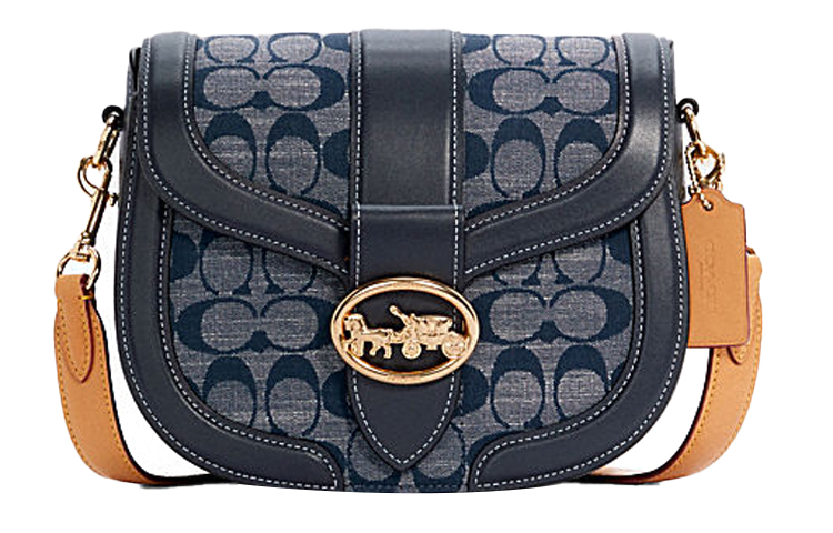 Сумка Coach Georgie из льна с седельной кожей теленка, через плечо, на плечо, деним синий
Сумка Coach Georgie из льна с седельной кожей теленка, через плечо, на плечо, деним синий