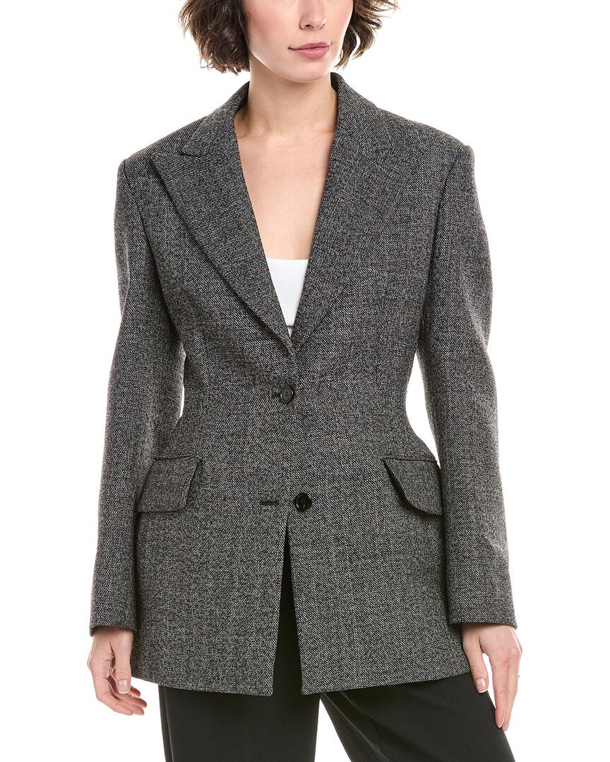 Michael Kors Collection Скульптурный твидовый шерстяной блейзер, черный
Michael Kors Collection Скульптурный твидовый шерстяной блейзер, черный