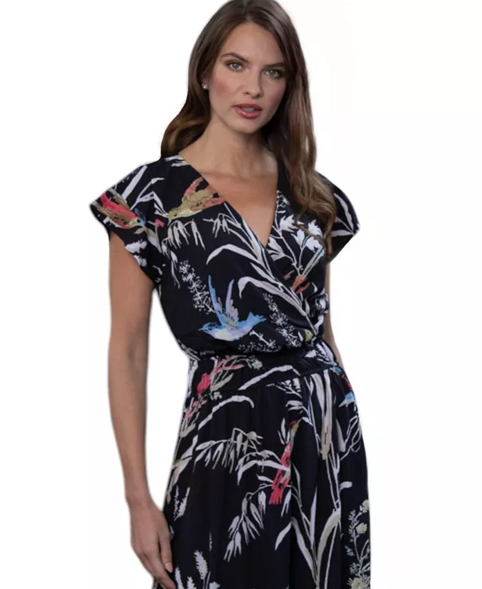 Женское макси-платье с абстрактным принтом из шифона и запахом Hotsquash London, синий
Женское макси-платье с абстрактным принтом из шифона и запахом Hotsquash London, синий