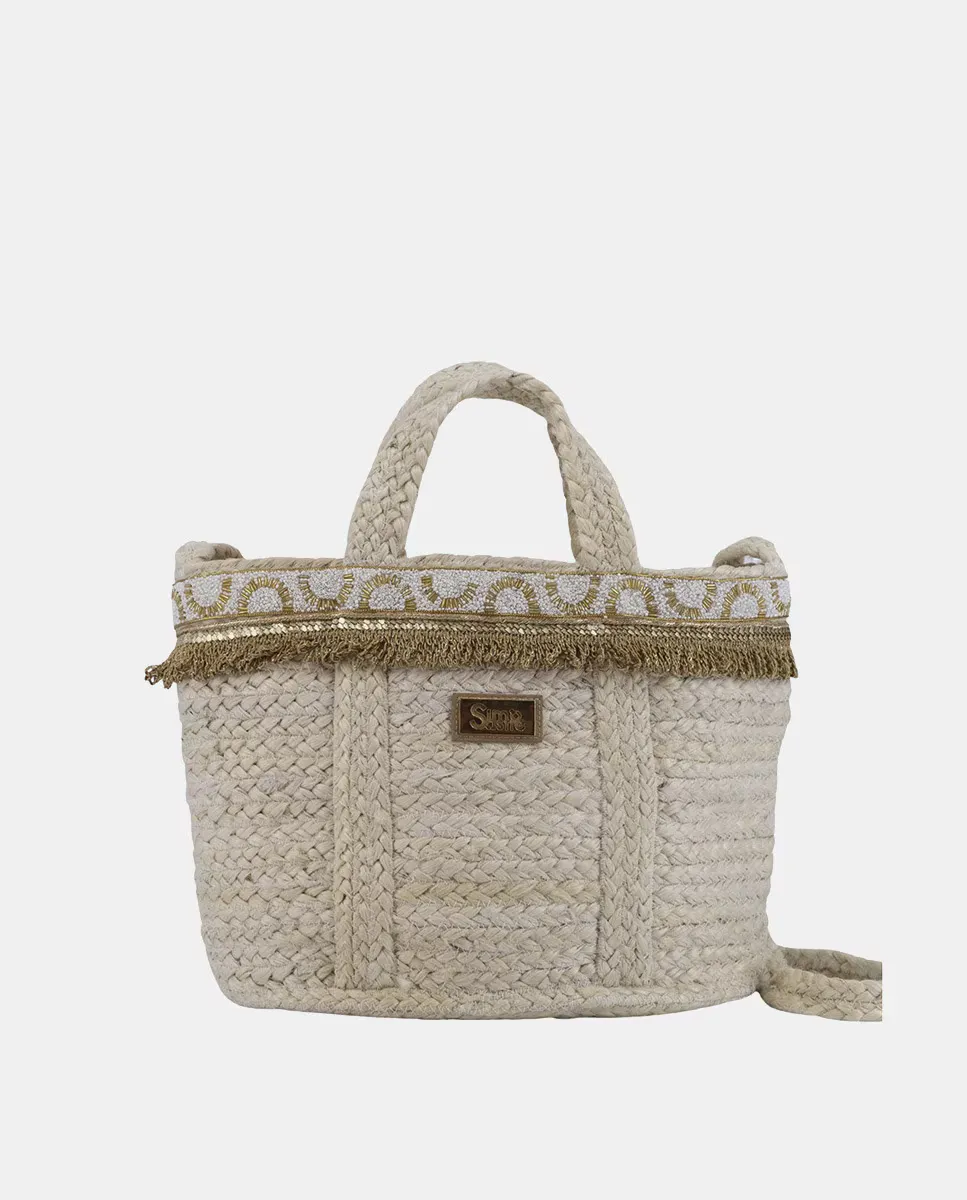 Большая сумка-тоут из джута с золотой отделкой Simó Sastre, бежевый
Большая сумка-тоут из джута с золотой отделкой Simó Sastre, бежевый