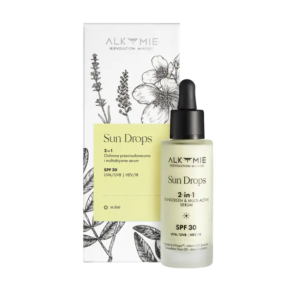 Мультиактивная сыворотка для лица с spf30, 30 мл Alkmie Sun drops 
Мультиактивная сыворотка для лица с spf30, 30 мл Alkmie Sun drops