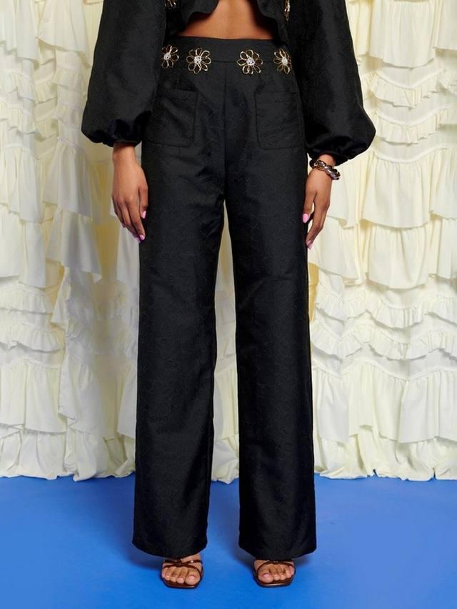 Брюки с жаккардовым цветочным кантом Sister Jane, Black
Брюки с жаккардовым цветочным кантом Sister Jane, Black