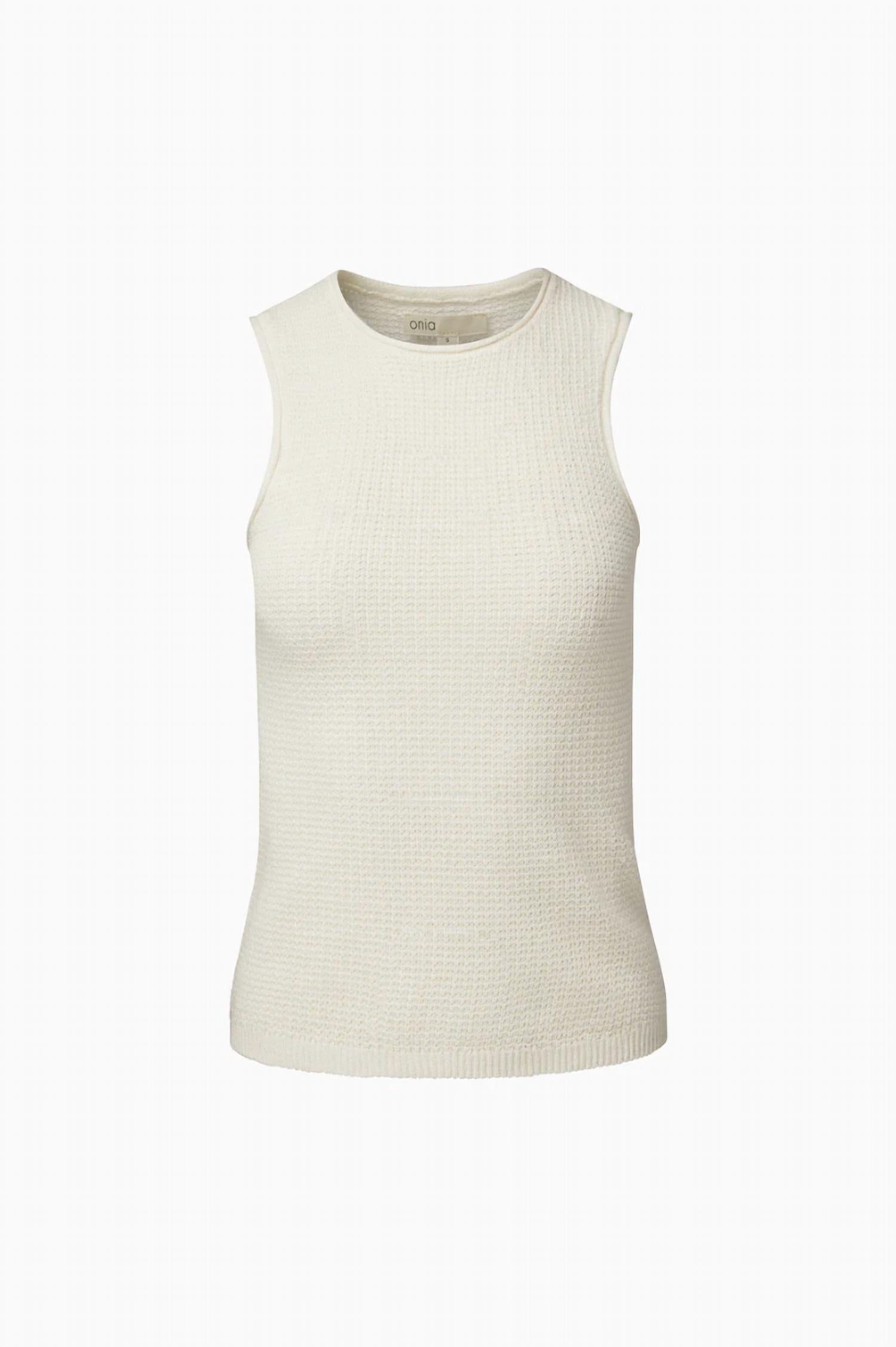 Женская льняная трикотажная майка белого цвета Onia
Женская льняная трикотажная майка белого цвета Onia