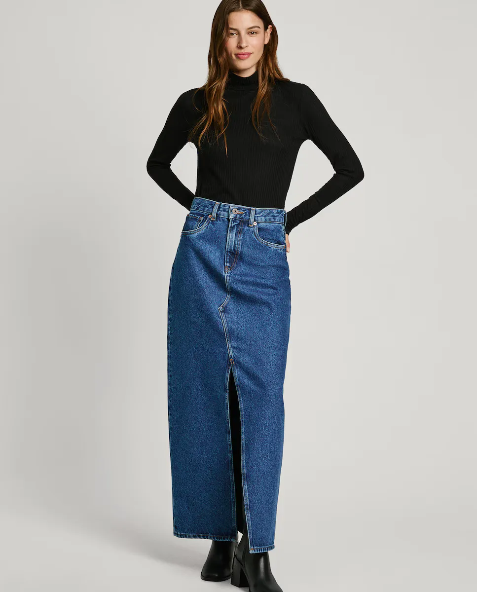 Длинная джинсовая юбка с пятью карманами и разрезом спереди Pepe Jeans, синий
Длинная джинсовая юбка с пятью карманами и разрезом спереди Pepe Jeans, синий