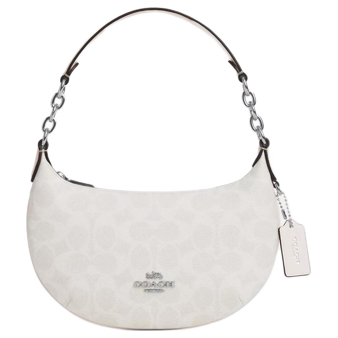 COACH Сумка-крошка женская белая из покрытого холста с гладкой кожей
COACH Сумка-крошка женская белая из покрытого холста с гладкой кожей