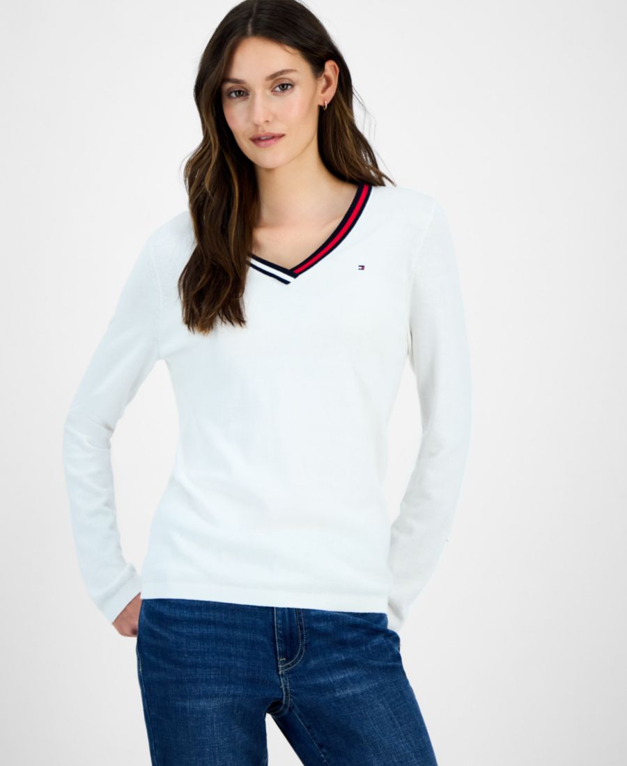 Женский хлопковый свитер с V-образным вырезом Tommy Hilfiger, Ivory Multi
Женский хлопковый свитер с V-образным вырезом Tommy Hilfiger, Ivory Multi