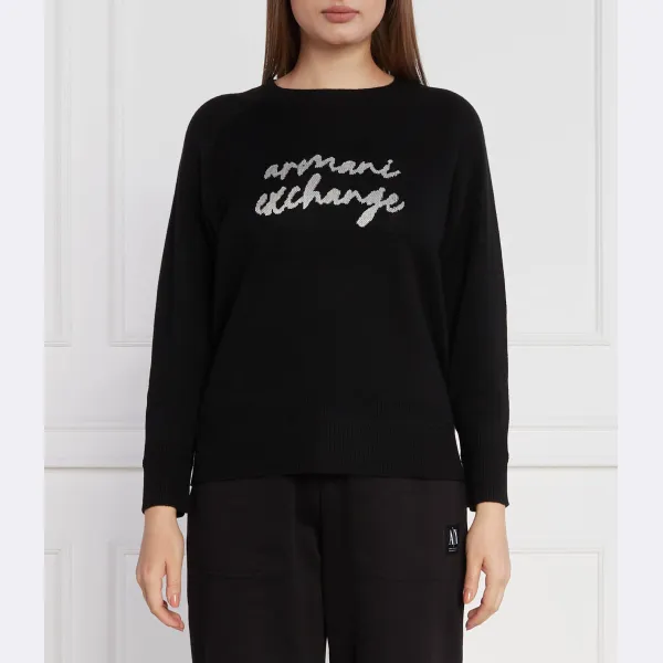 Свитер обычного кроя с добавлением шерсти Armani Exchange, черный 
Свитер обычного кроя с добавлением шерсти Armani Exchange, черный