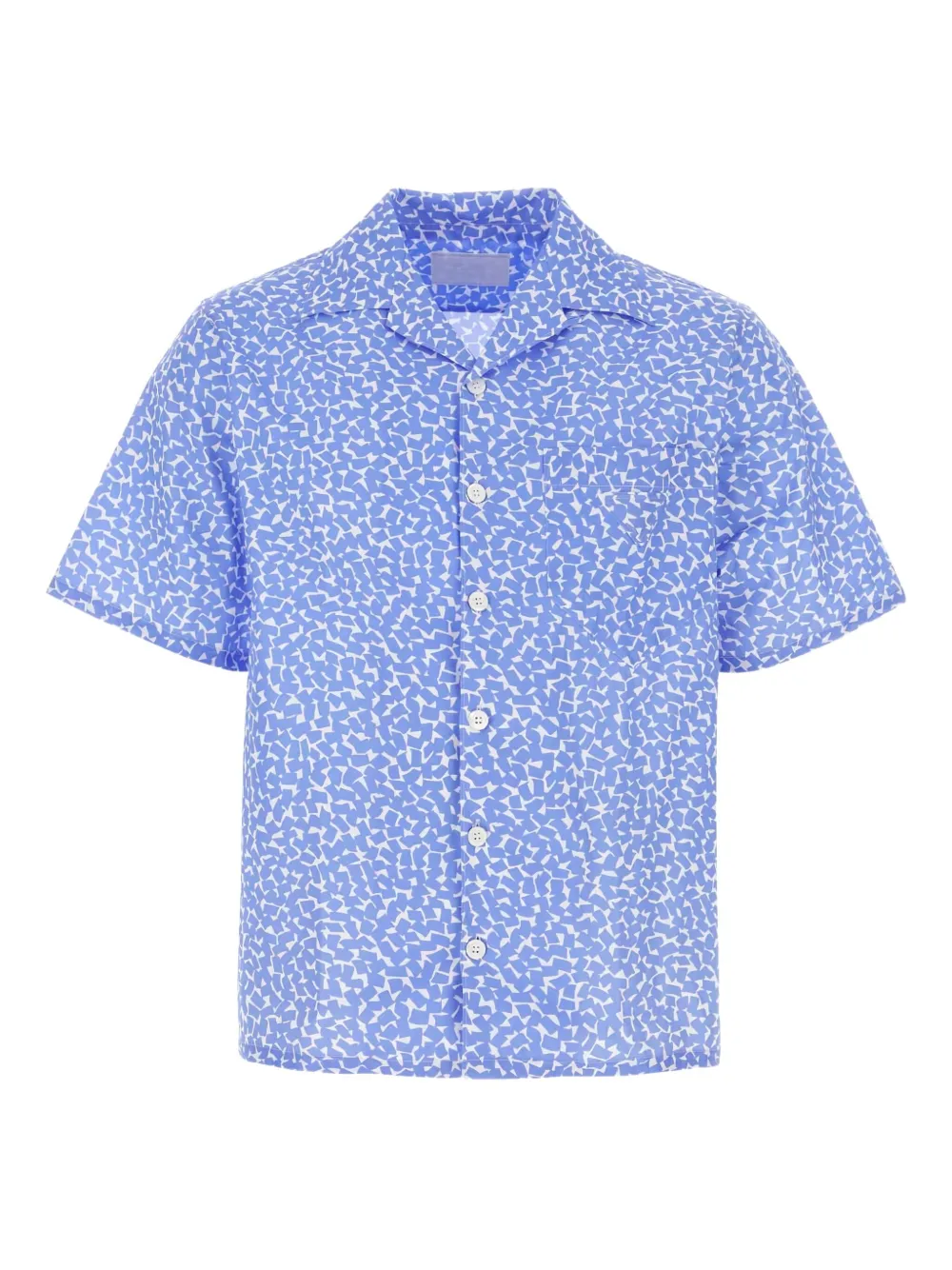 Рубашка с короткими рукавами и принтом Prada, синий 
Рубашка с короткими рукавами и принтом Prada, синий