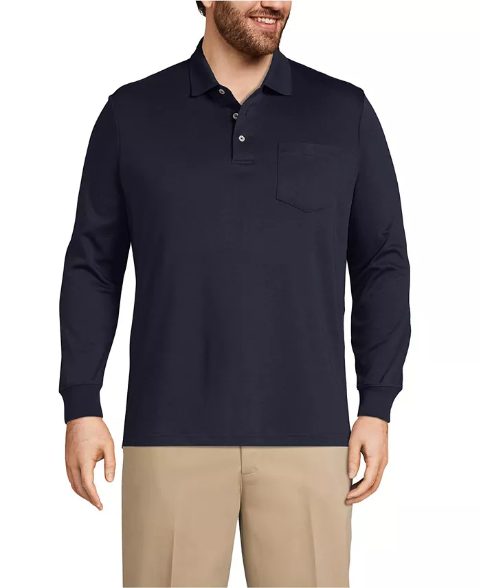 Большие и высокие размеры: хлопковая поло с длинным рукавом из ткани Supima с карманом Lands' End, синий
Большие и высокие размеры: хлопковая поло с длинным рукавом из ткани Supima с карманом Lands' End, синий