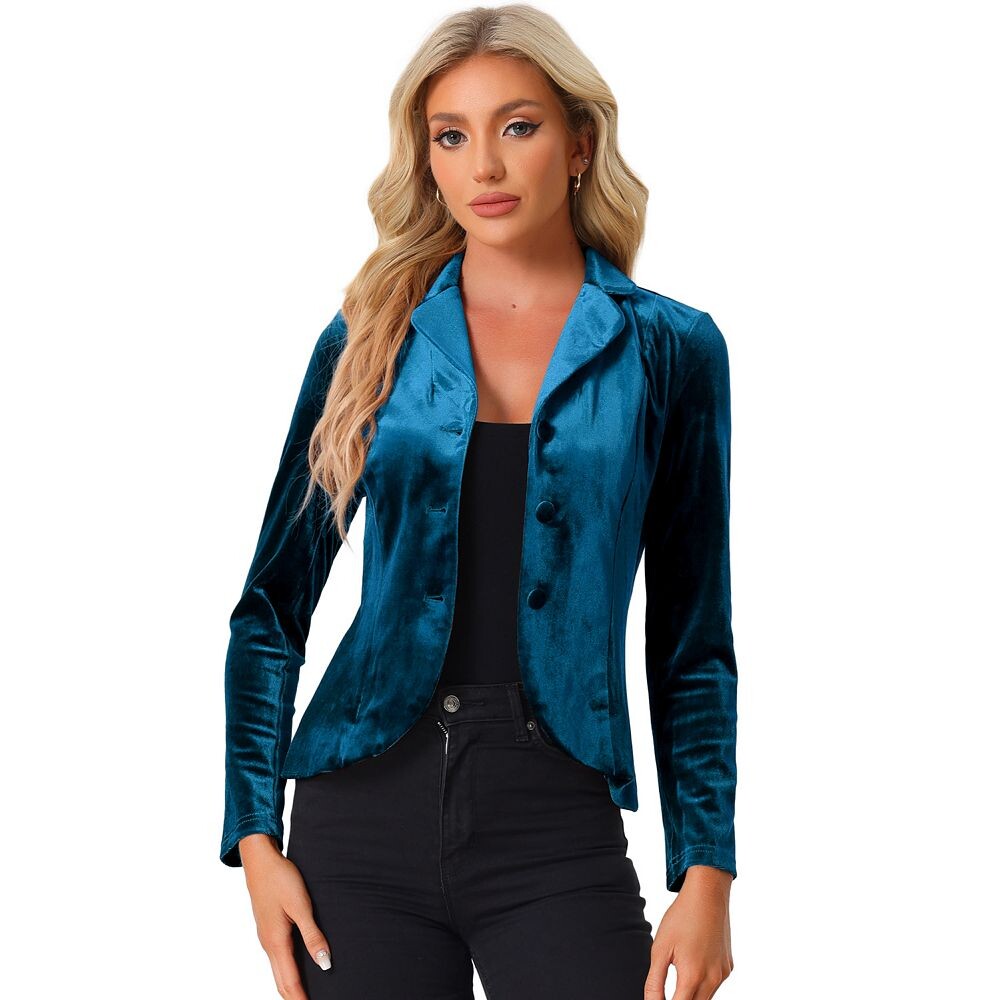Женский бархатный пиджак с длинными рукавами и пуговицами с зубчатыми лацканами ALLEGRA K, цвет Lake Blue
Женский бархатный пиджак с длинными рукавами и пуговицами с зубчатыми лацканами ALLEGRA K, цвет Lake Blue