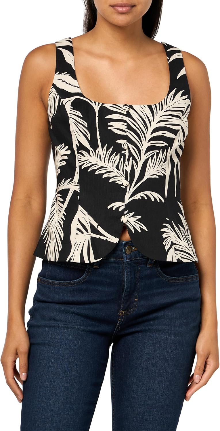 GUESS Women's Eco Sleeveless Jemma Linen Top, Forest Tropical Black Print
GUESS Women's Eco Sleeveless Jemma Linen Top, Forest Tropical Black Print