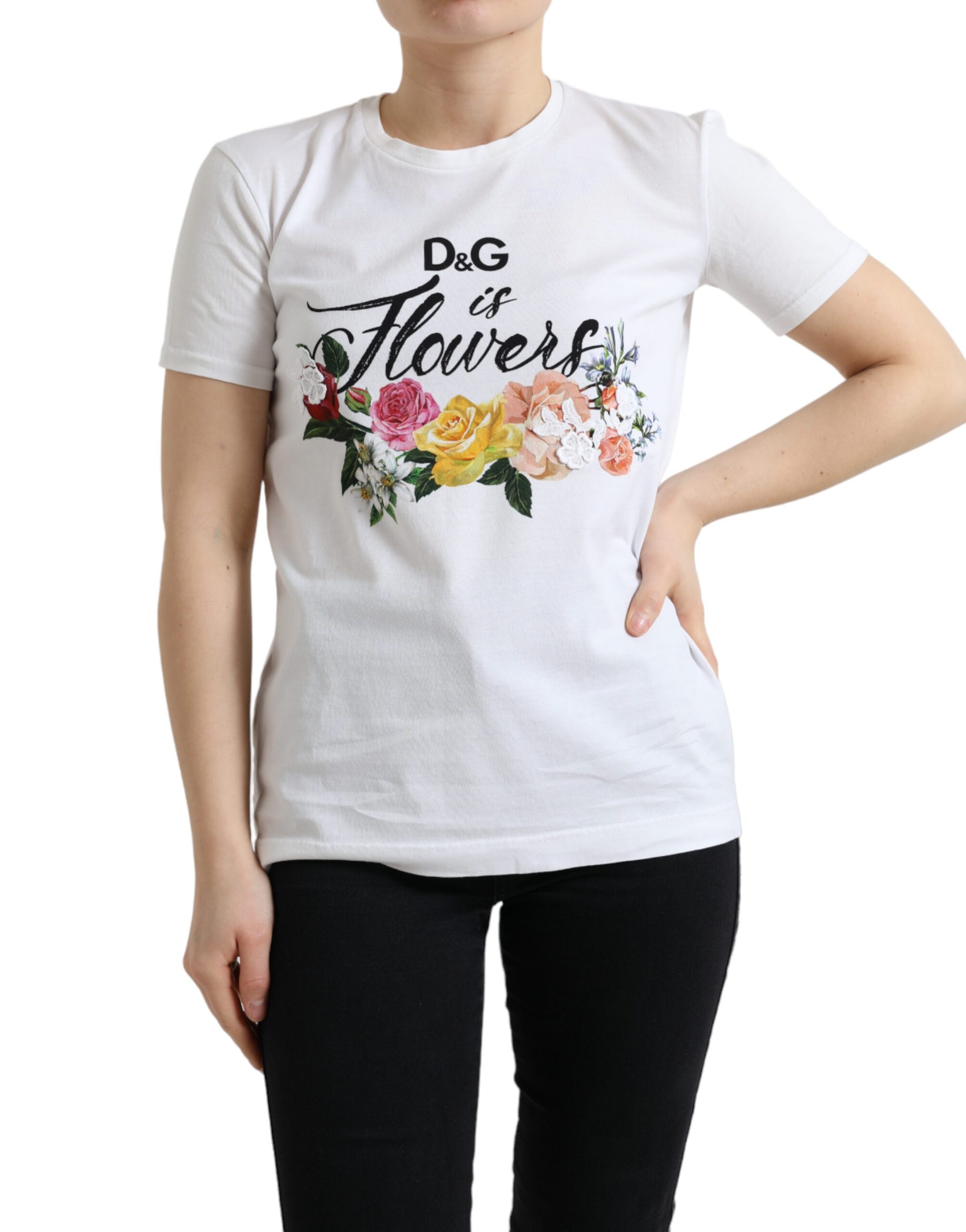 Элегантная футболка с круглым вырезом и цветочным принтом Dolce & Gabbana, белый
Элегантная футболка с круглым вырезом и цветочным принтом Dolce & Gabbana, белый
