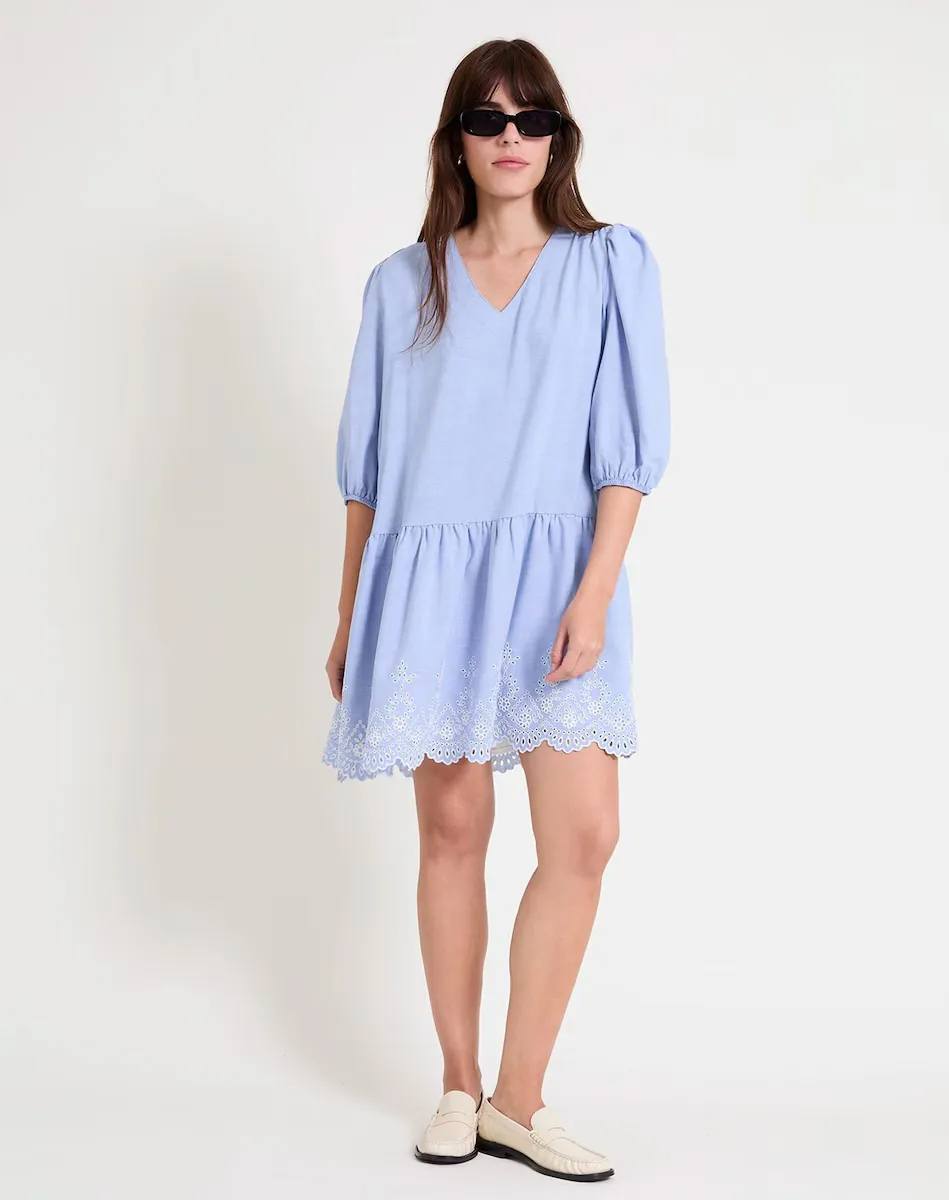 Платье свободного кроя с рукавом реглан Naf Naf, светло-голубой 
Платье свободного кроя с рукавом реглан Naf Naf, светло-голубой