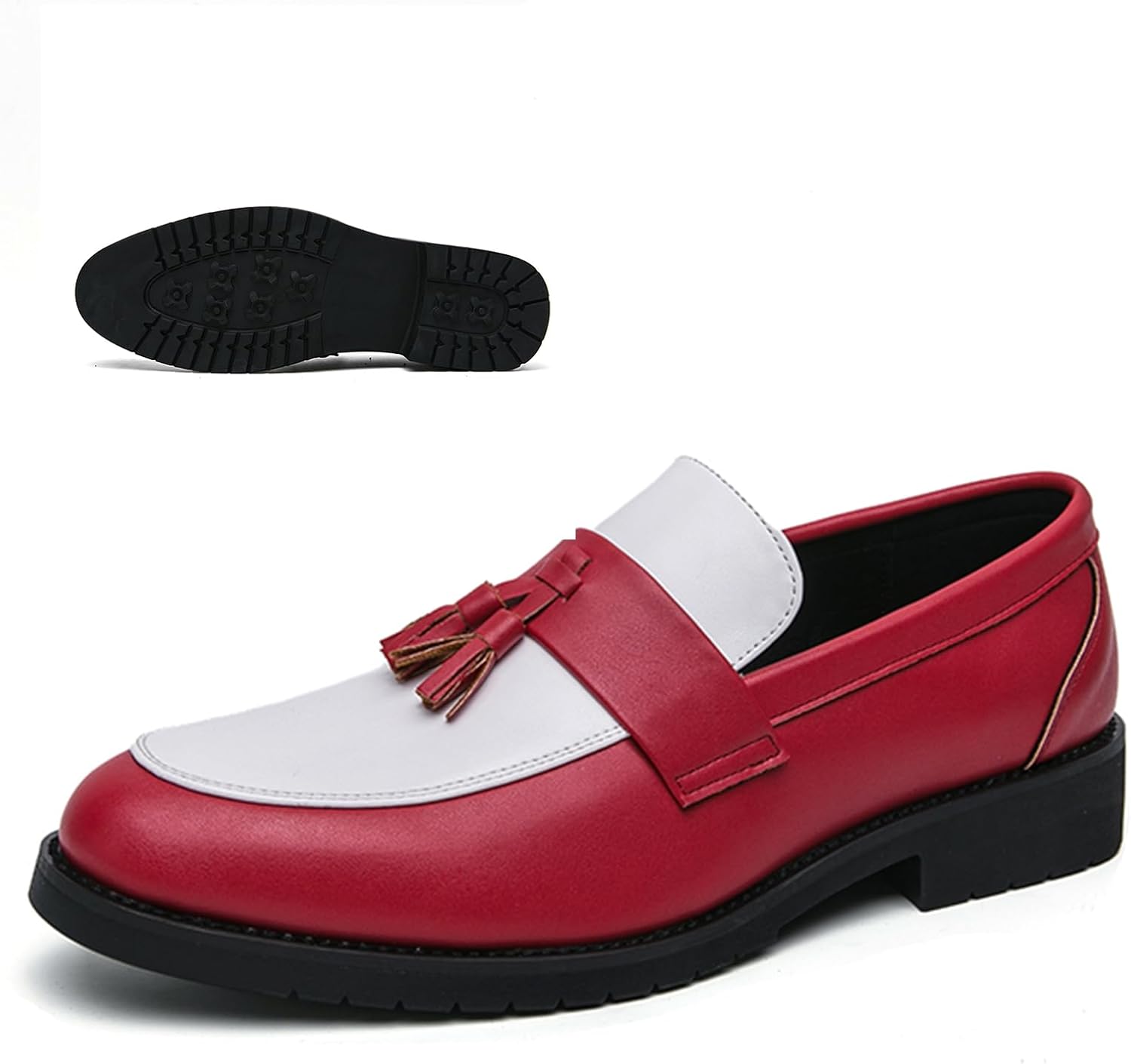 Мужские модные лоферы на платформе с кисточками, удобные, с широким круглым носком, без застежки, подошва с протектором, низкий каблук-блок, деловые туфли, противоскользящие, для работы в офисе и повседневной носки Qooel, белый/красный
Мужские модные лоферы на платформе с кисточками, удобные, с широким круглым носком, без застежки, подошва с протектором, низкий каблук-блок, деловые туфли, противоскользящие, для работы в офисе и повседневной носки Qooel, белый/красный